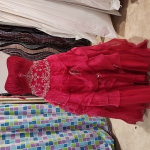 Size 12 Magenta prom dress with corset back